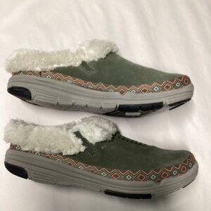 Ryka Womens Adventure Suede Faux Fur Slip On Clog Mule Sz10